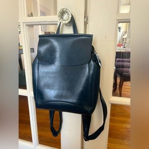 Navy leather backpack